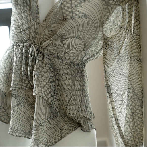 REBECCA TAYLOR Gold Threaded Chiffon Blouse with camisole, Size 0 X-Small - Picture 7 of 8